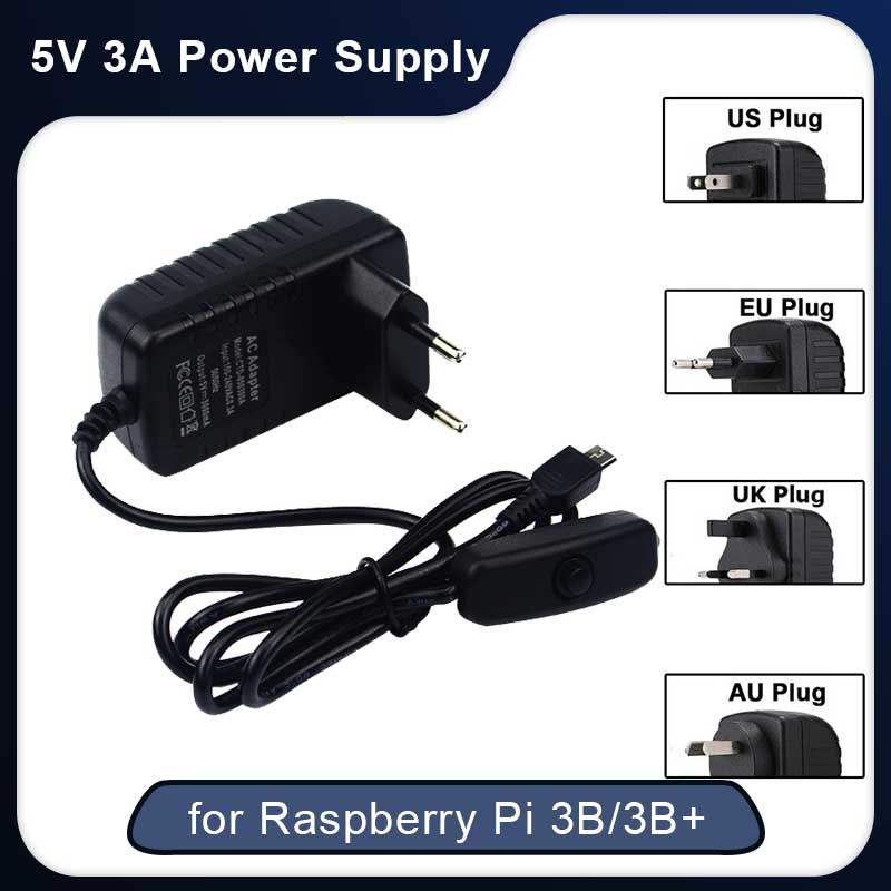 5V 3A Raspberry Pi 3 Model B + - Pi Power Supply ulasan dan harga