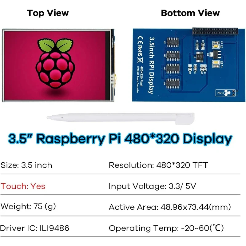 Modul Layar Raspberry Pi 3,5 I - Pi Display ulasan dan harga